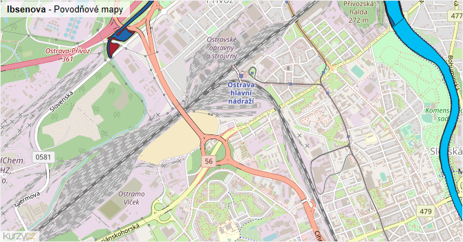 Ibsenova - záplavové mapy stoleté vody