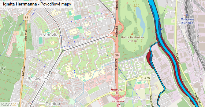 Ignáta Herrmanna - záplavové mapy stoleté vody