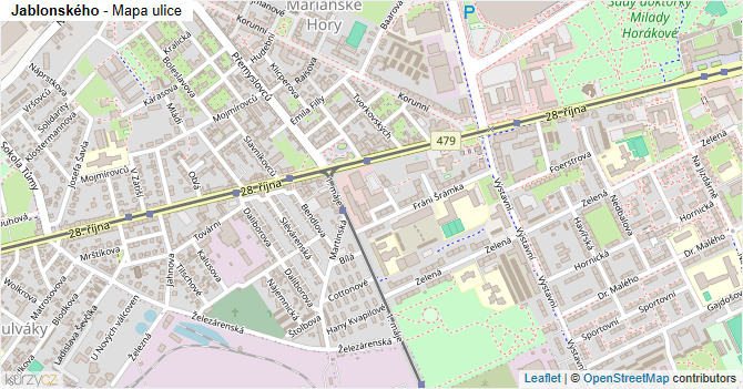 Jablonského - mapa ulice