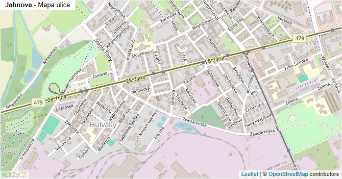 Jahnova - mapa ulice