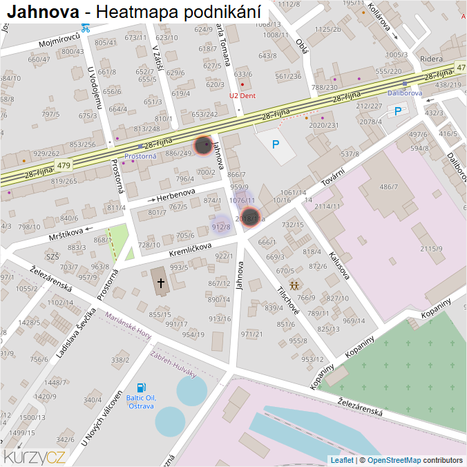 Mapa Jahnova - Firmy v ulici.