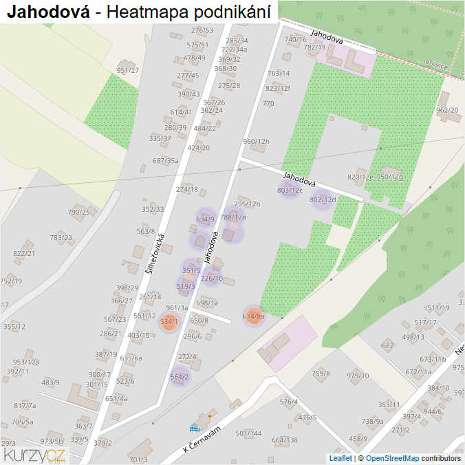 Mapa Jahodová - Firmy v ulici.