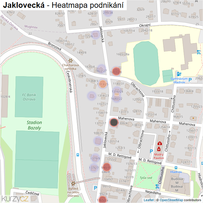 Mapa Jaklovecká - Firmy v ulici.