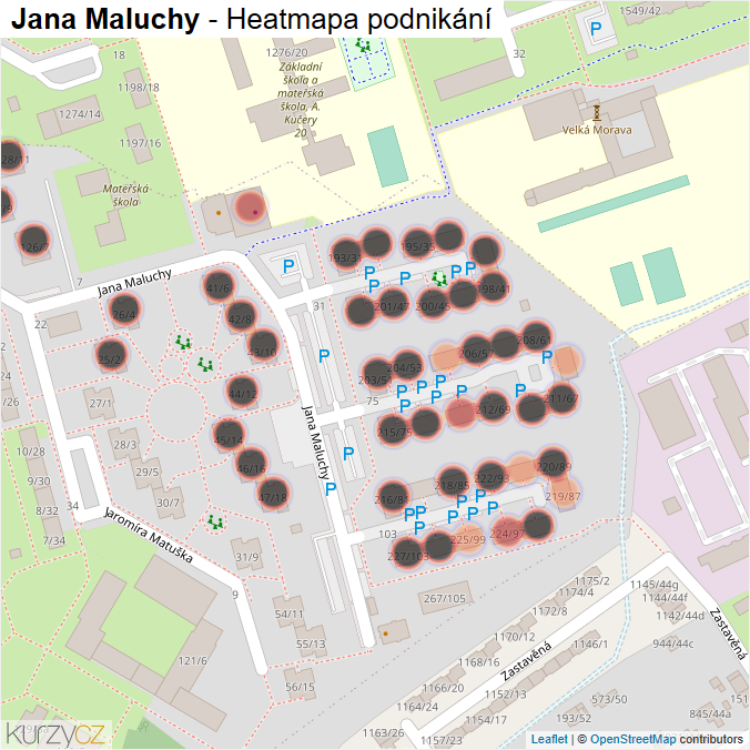 Mapa Jana Maluchy - Firmy v ulici.