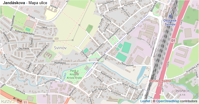 Jandáskova - mapa ulice