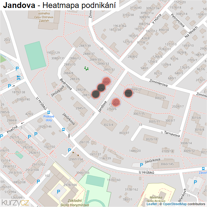 Mapa Jandova - Firmy v ulici.