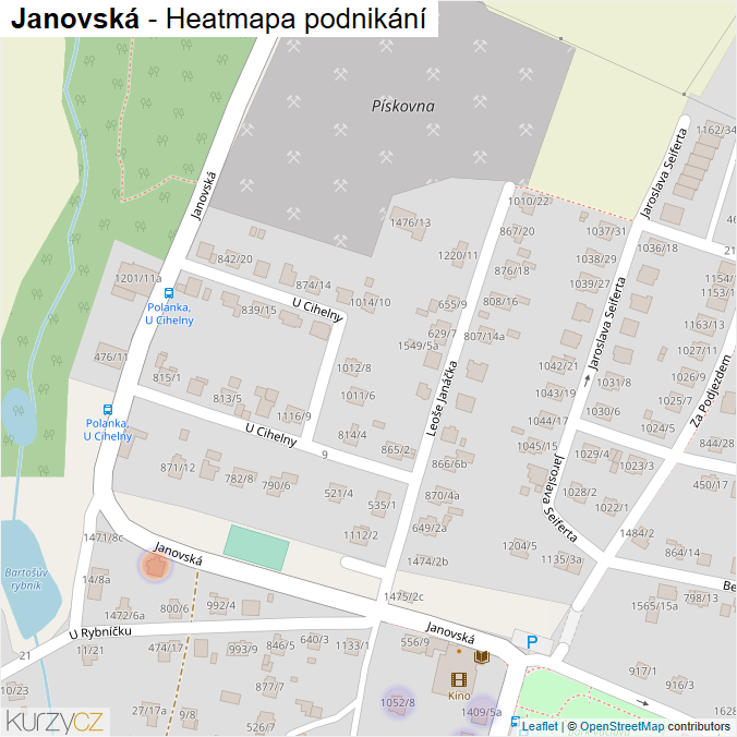 Mapa Janovská - Firmy v ulici.