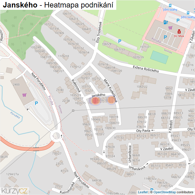 Mapa Janského - Firmy v ulici.