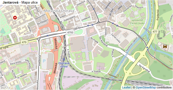 Jantarová - mapa ulice