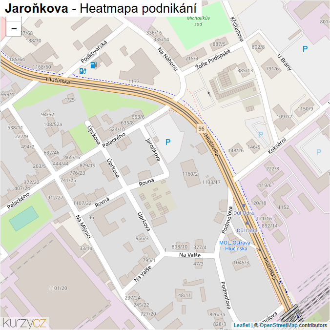 Mapa Jaroňkova - Firmy v ulici.