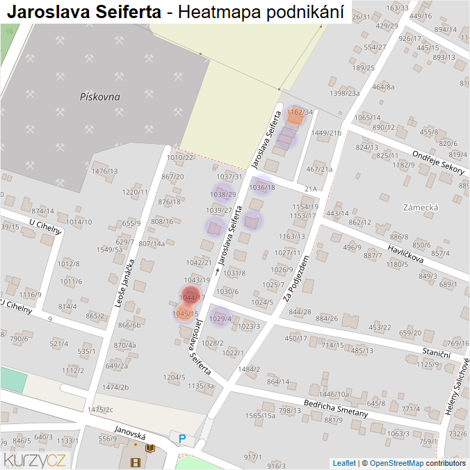 Mapa Jaroslava Seiferta - Firmy v ulici.