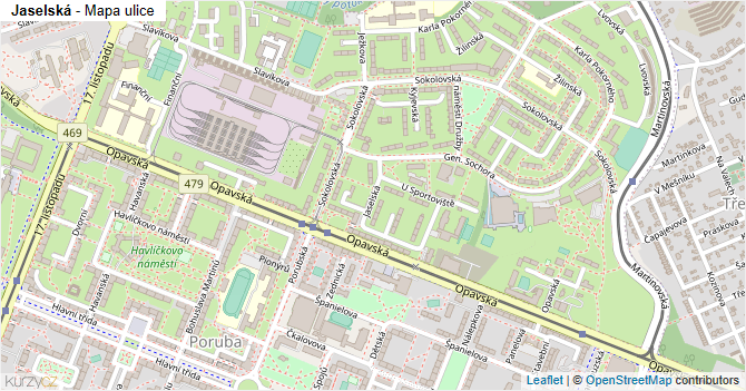 Jaselská - mapa ulice