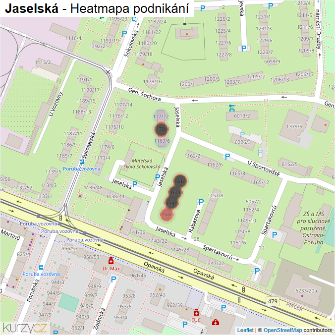 Mapa Jaselská - Firmy v ulici.