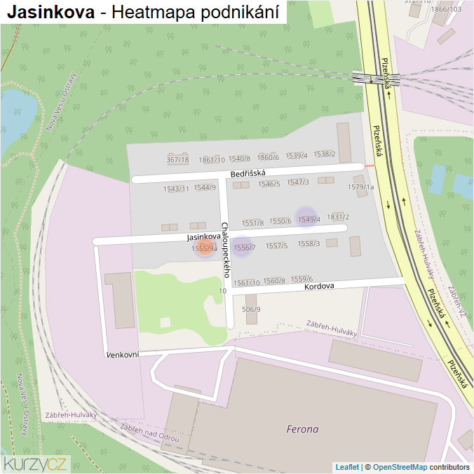 Mapa Jasinkova - Firmy v ulici.