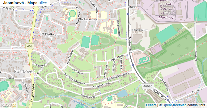Jasmínová - mapa ulice