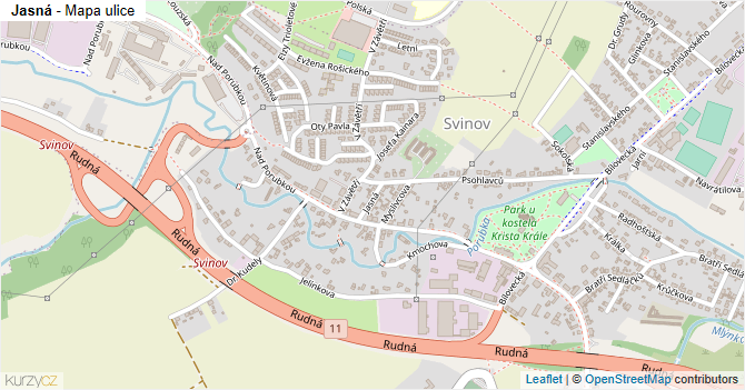 Jasná - mapa ulice
