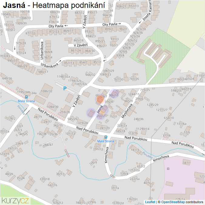 Mapa Jasná - Firmy v ulici.