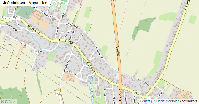 Ječmínkova - mapa ulice