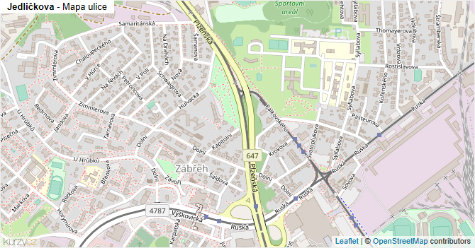Jedličkova - mapa ulice