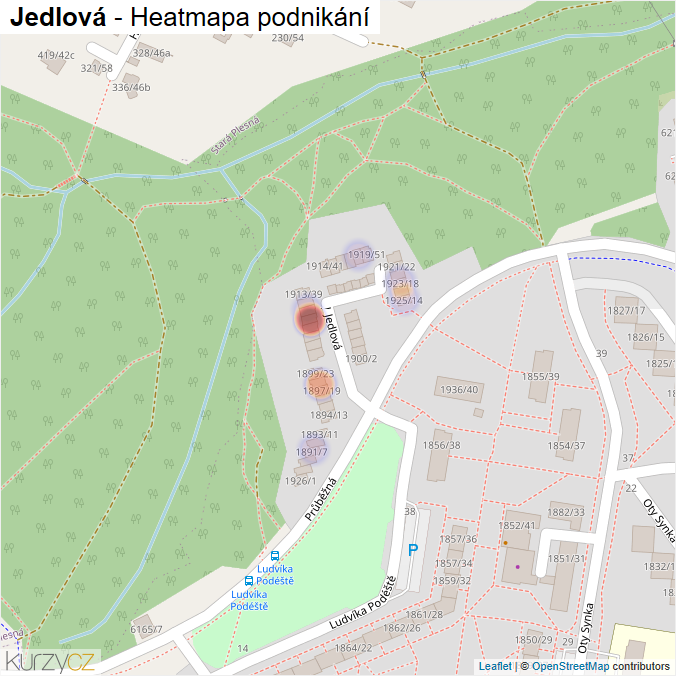 Mapa Jedlová - Firmy v ulici.