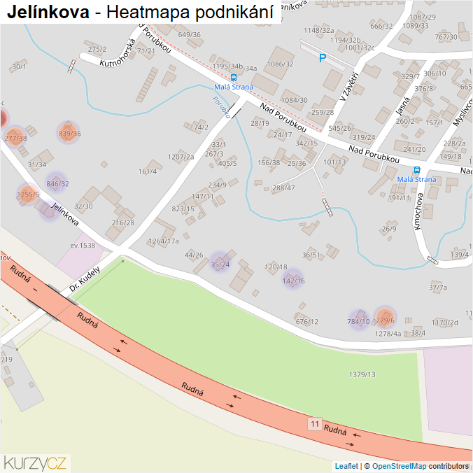 Mapa Jelínkova - Firmy v ulici.