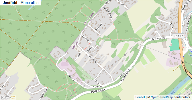 Jestřábí - mapa ulice