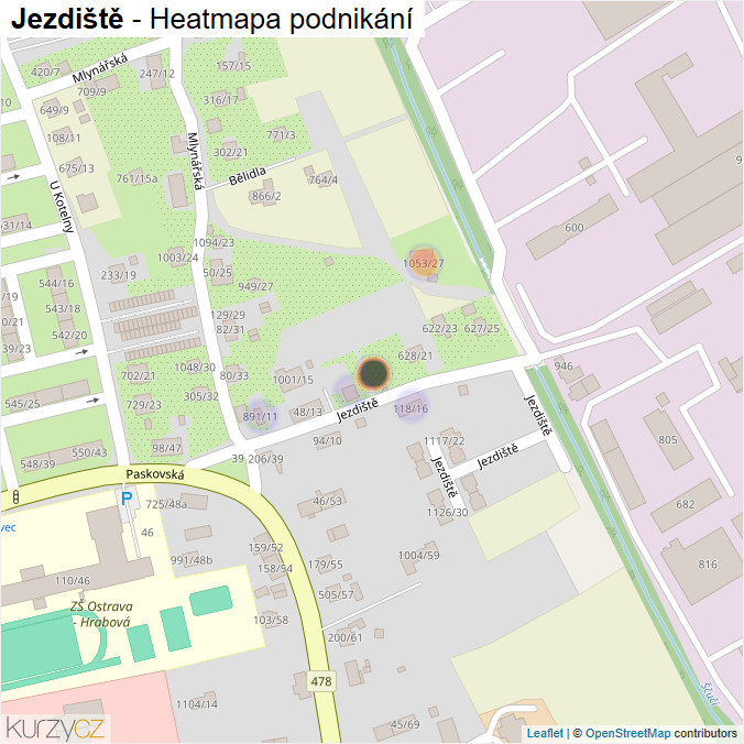 Mapa Jezdiště - Firmy v ulici.