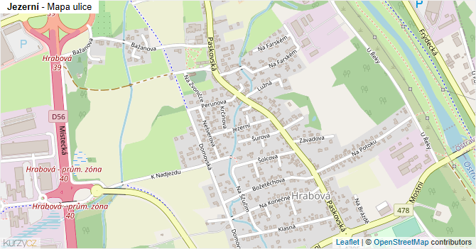 Jezerní - mapa ulice