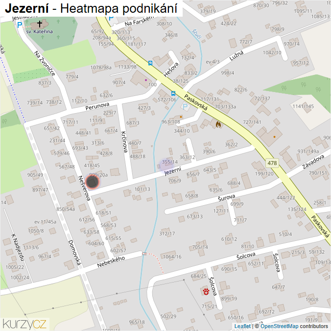 Mapa Jezerní - Firmy v ulici.