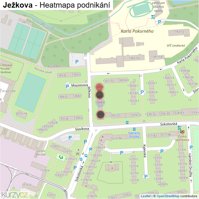 Mapa Ježkova - Firmy v ulici.