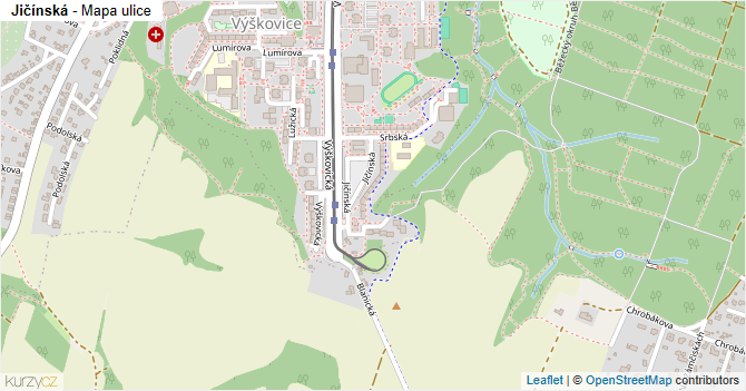 Jičínská - mapa ulice