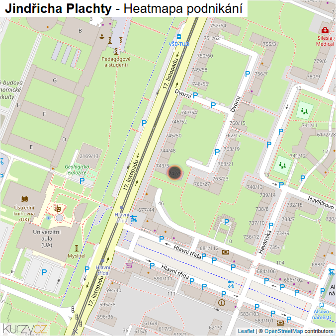 Mapa Jindřicha Plachty - Firmy v ulici.
