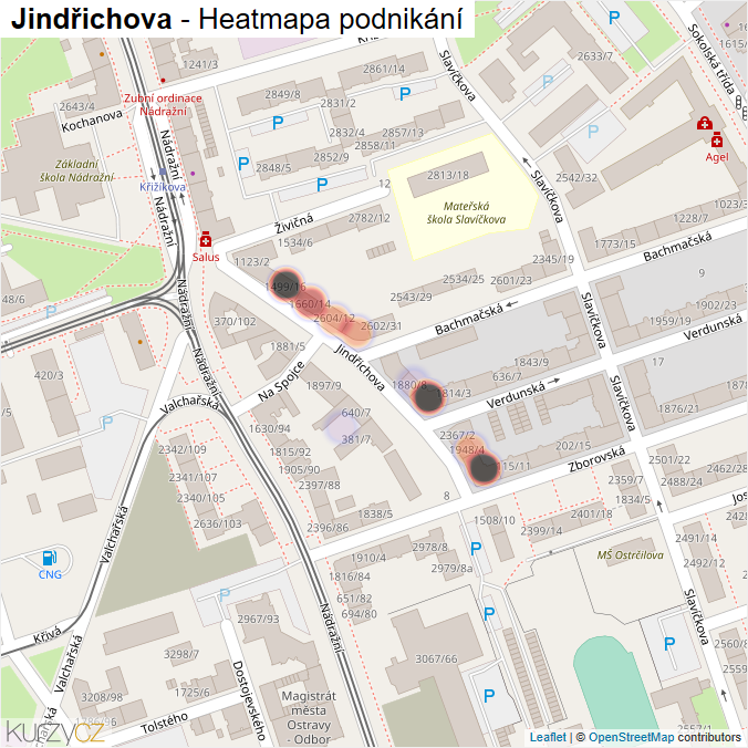 Mapa Jindřichova - Firmy v ulici.
