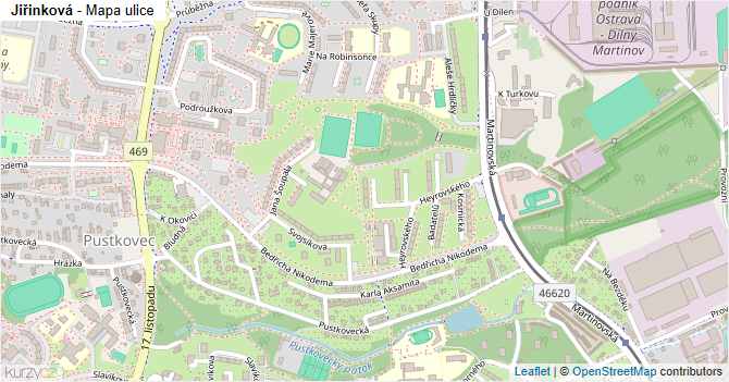 Jiřinková - mapa ulice