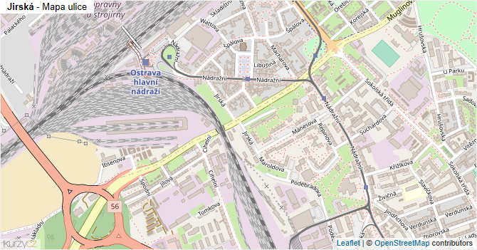 Jirská - mapa ulice