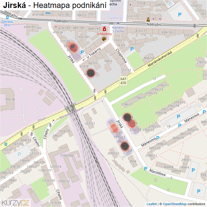 Mapa Jirská - Firmy v ulici.