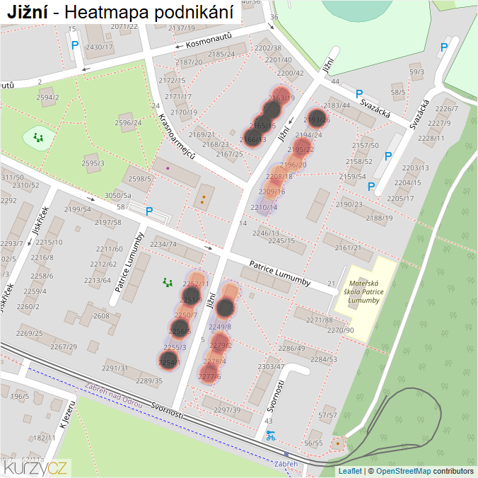 Mapa Jižní - Firmy v ulici.