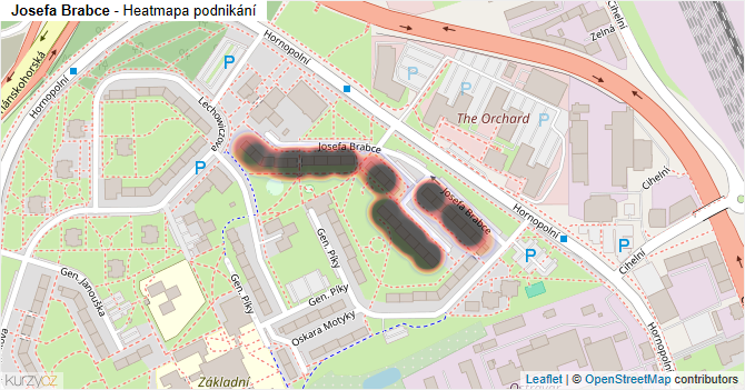Josefa Brabce - mapa podnikání