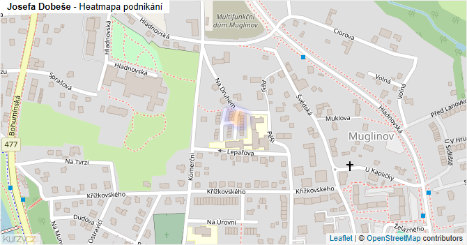 Josefa Dobeše - mapa podnikání
