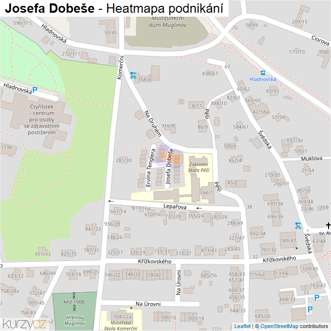 Mapa Josefa Dobeše - Firmy v ulici.