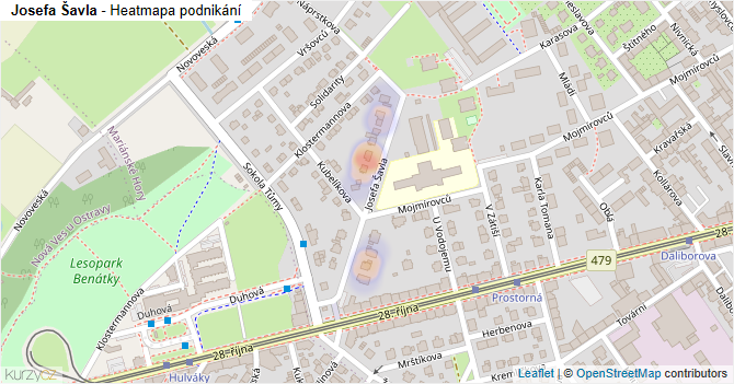 Josefa Šavla - mapa podnikání