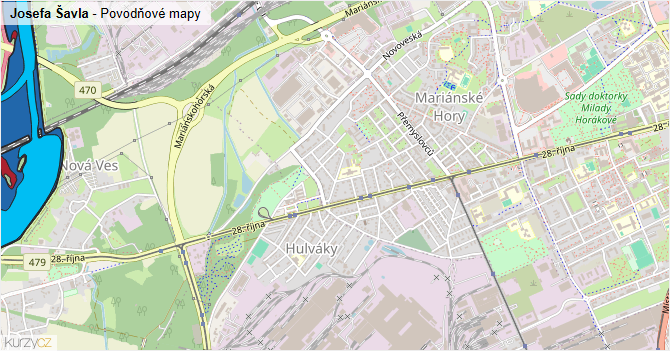 Josefa Šavla - záplavové mapy stoleté vody