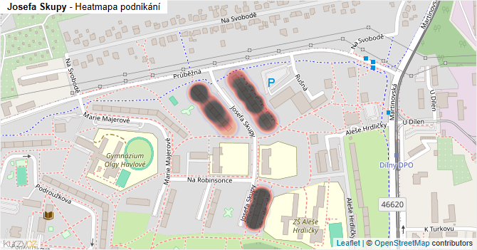 Josefa Skupy - mapa podnikání