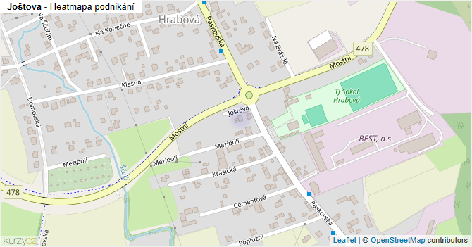 Joštova - mapa podnikání