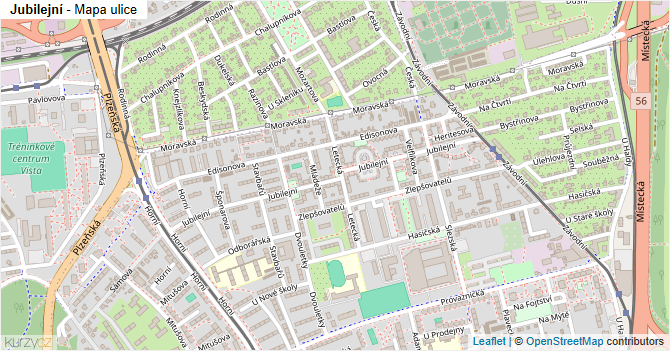 Jubilejní - mapa ulice