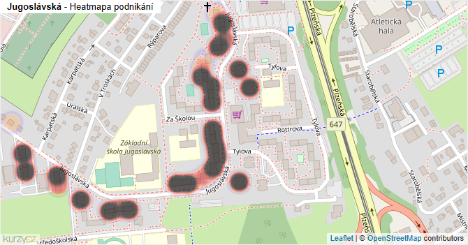 Jugoslávská - mapa podnikání