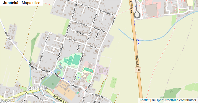 Junácká - mapa ulice