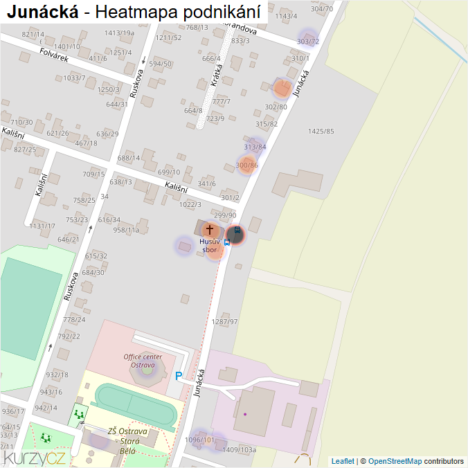 Mapa Junácká - Firmy v ulici.