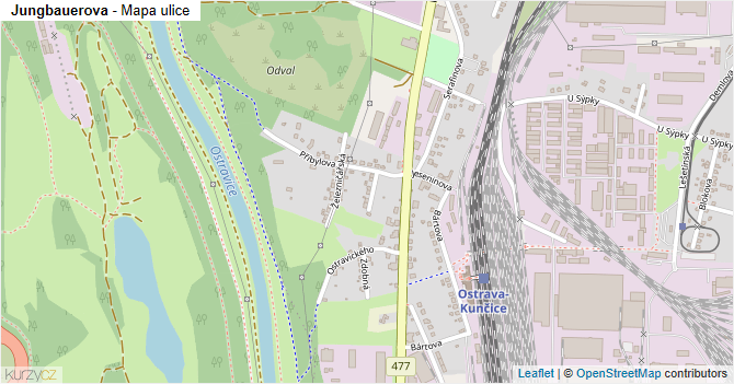 Jungbauerova - mapa ulice