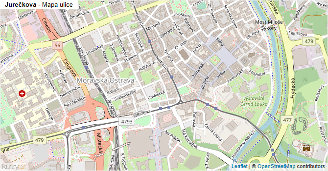 Jurečkova - mapa ulice